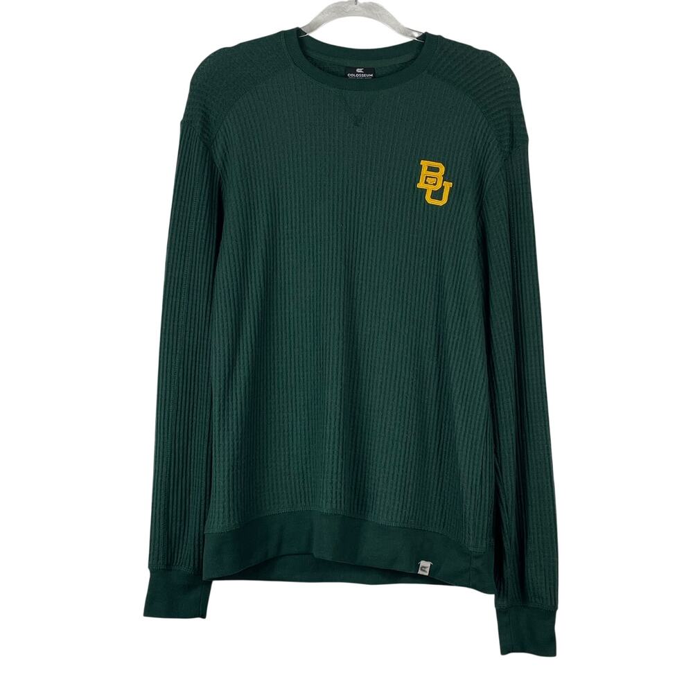 Baylor University Colosseum Men's Waffle Knit Long Sleeve Shirt Size M Crew EUC
